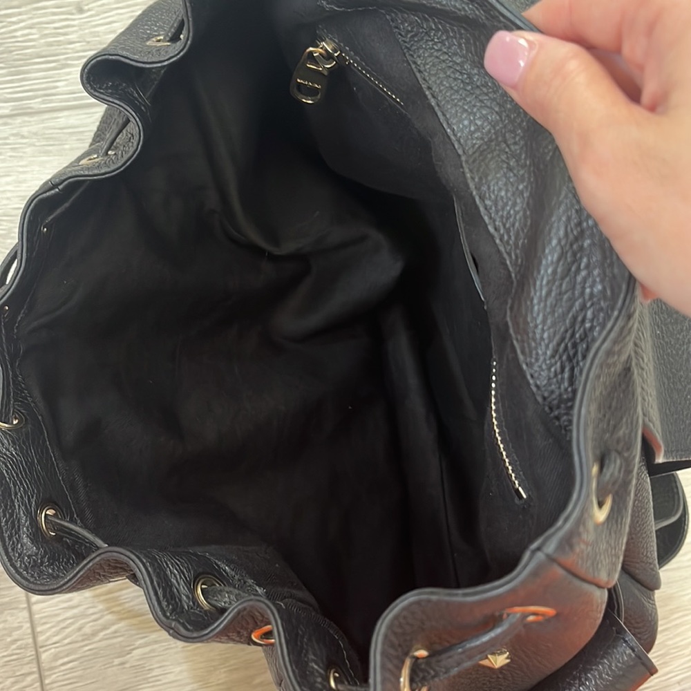 VALENTINO RED Leather Star Studded Backpack- 12.5”H X 12W X 6.5W. Made In Italy - Picture 15 of 17